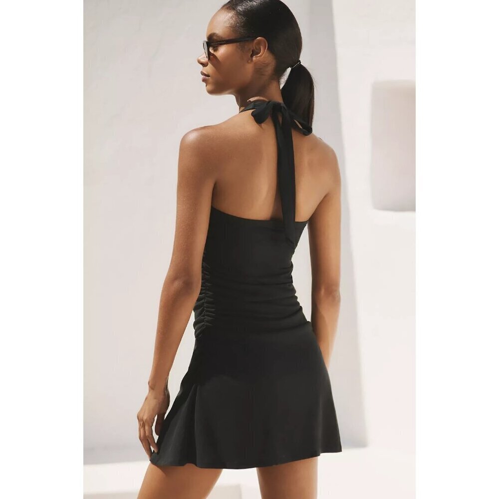 ANTHROPOLOGIE New The Ariana Halter Mini Dress Size XL Black - Picture 3 of 4